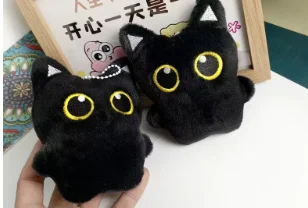 Pluszowy czarny kot - maskotka na prezent 2PCS