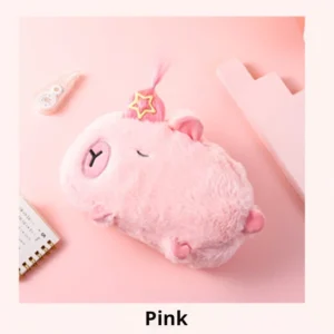 Pluszowy piórnik Capybara kawaii — miękki piórnik szkolny dla dzieci Blady róż