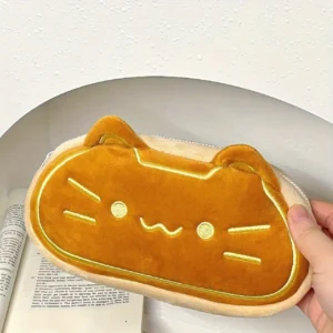 Pluszowy piórnik Caramel Cat — duży i pojemny, prezent dla ucznia żółty