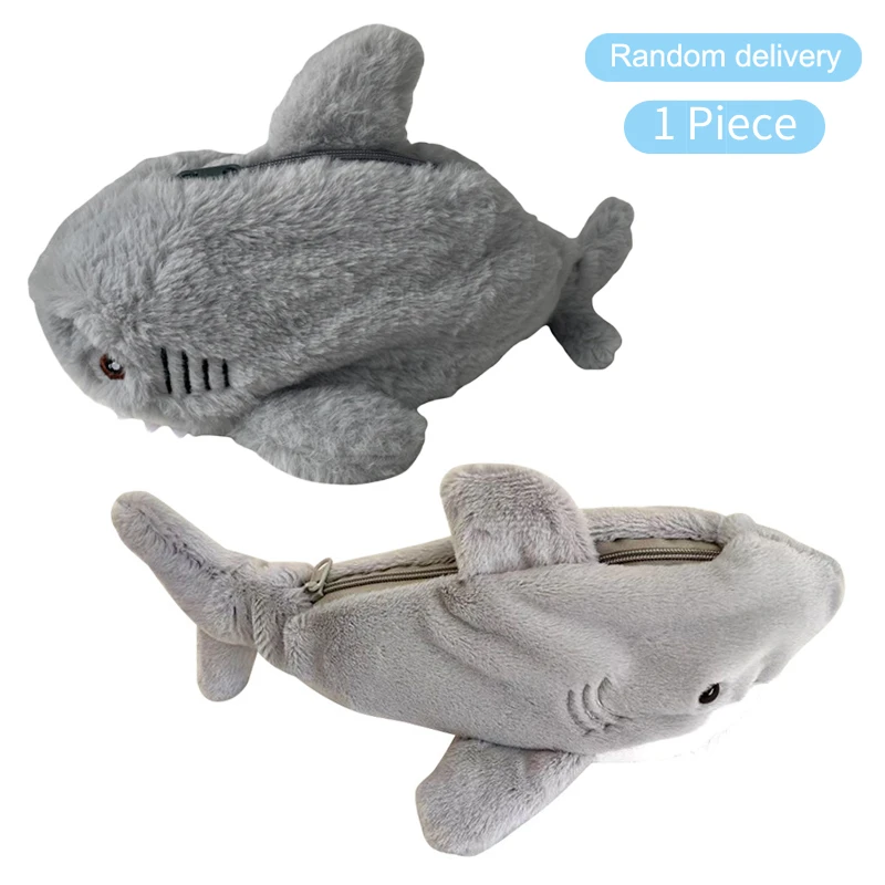 Pluszowy piórnik rekin Kawaii na przybory szkolne Biały