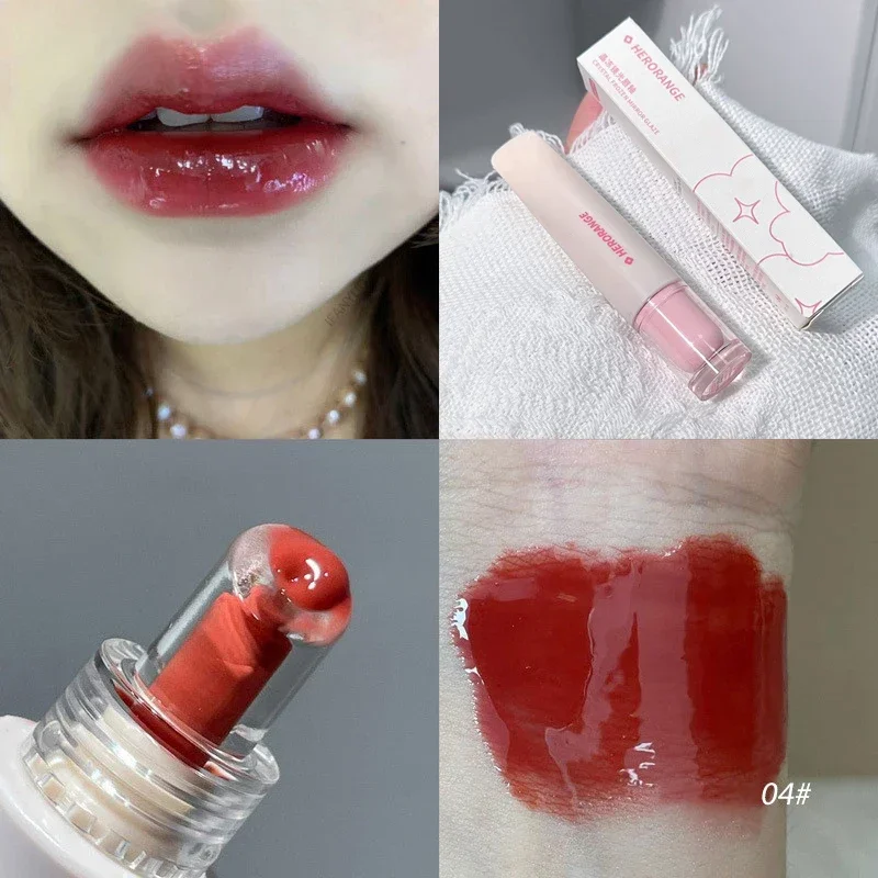 Płynna szminka koreańska jelly efekt lustra długotrwała Pomarańczowy