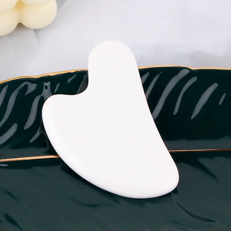 Płytka Gua Sha z naturalnego jadeitu do masażu twarzy Biały