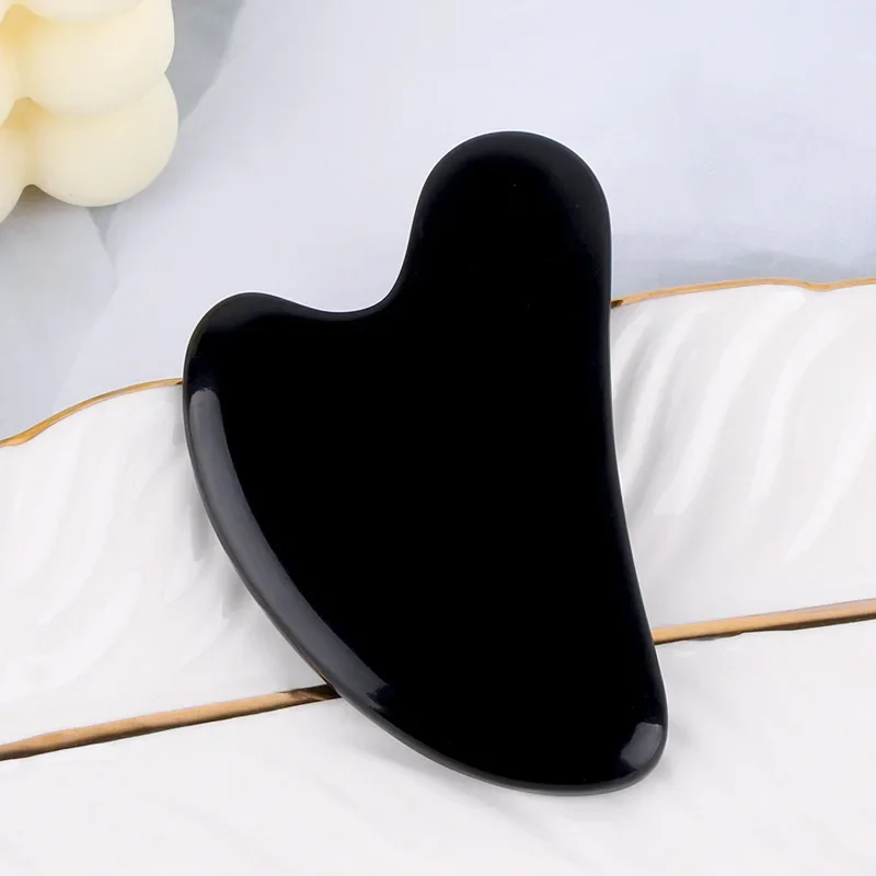 Płytka Gua Sha z naturalnego jadeitu do masażu twarzy Czarny