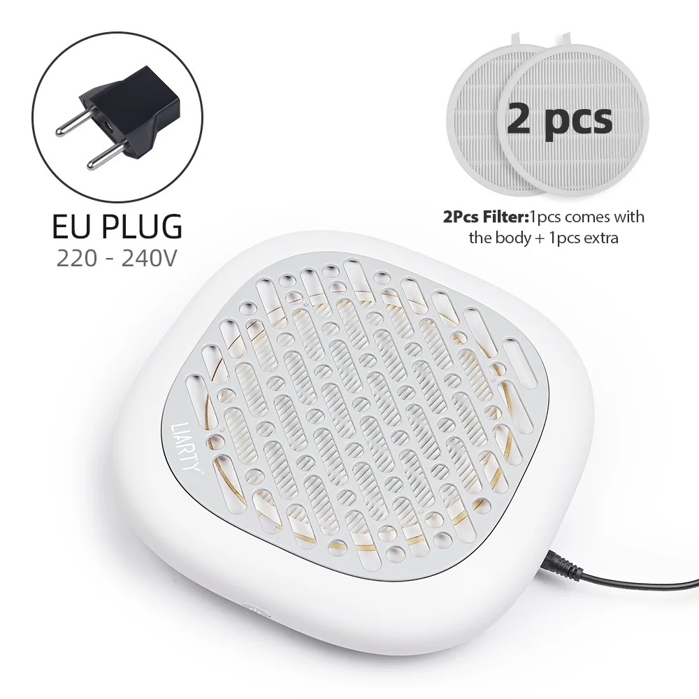 Pochłaniacz pyłu do paznokci 130W z 2 filtrami Szary