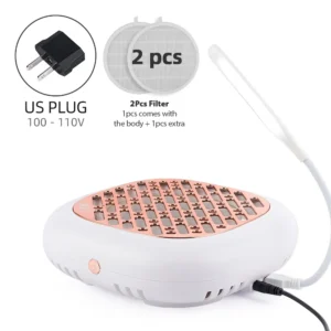 Pochłaniacz pyłu do paznokci 130W z 2 filtrami Różowy