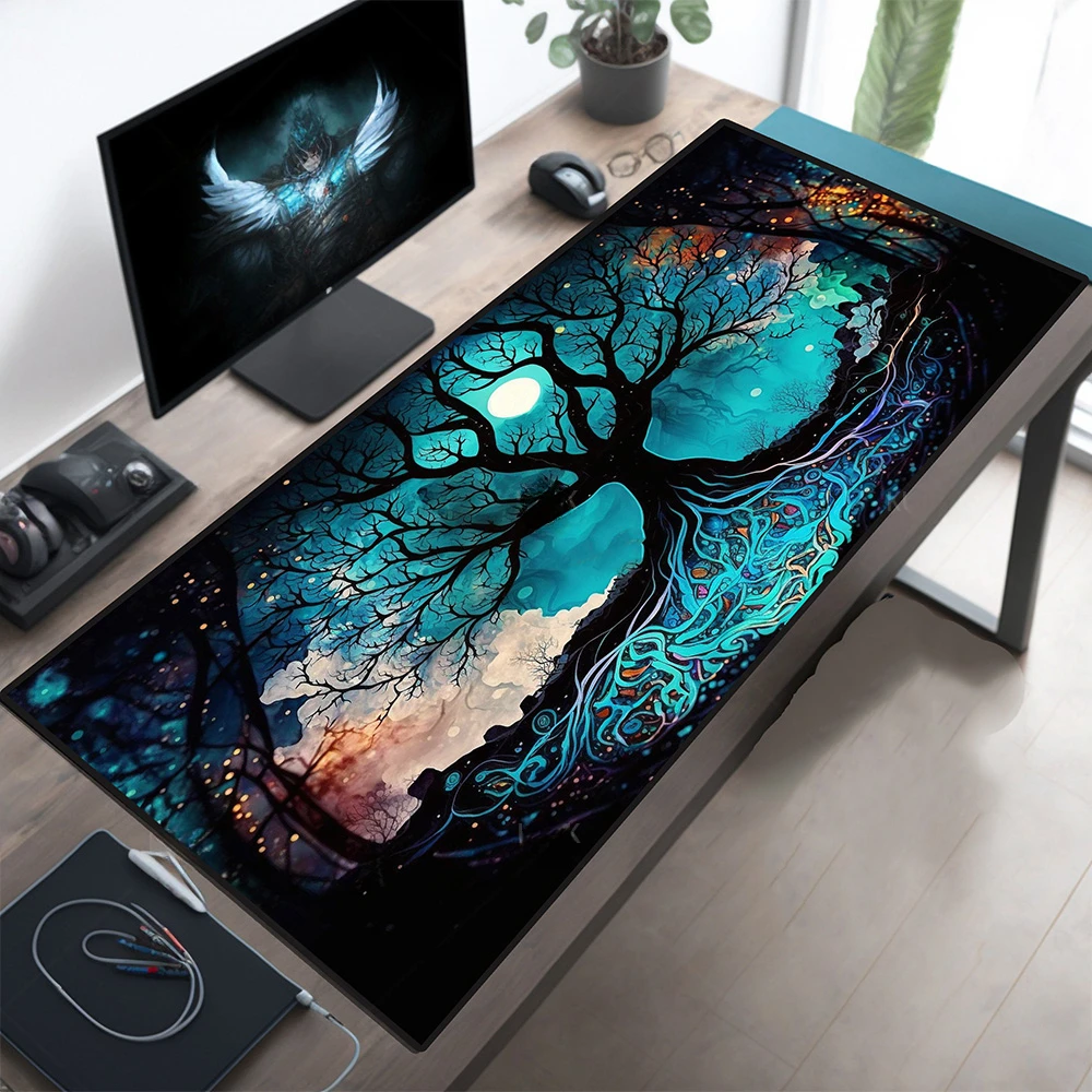 Podkładka pod mysz z kotem gotyckim – mata na biurko 900x400 mm XL Biały