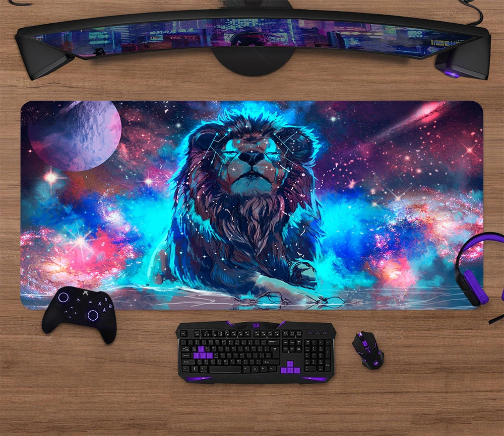 Podkładka pod mysz z kotem gotyckim – mata na biurko 900x400 mm XL Błękitny