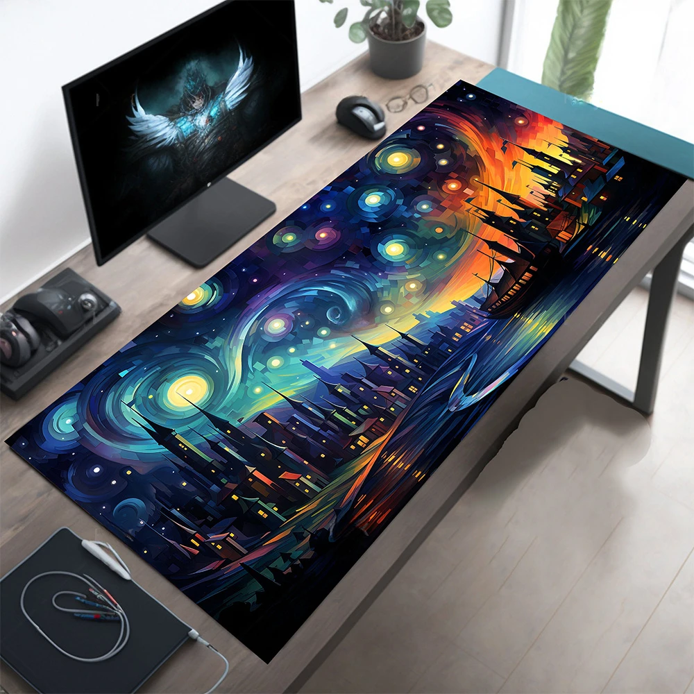 Podkładka pod mysz z kotem gotyckim – mata na biurko 900x400 mm XL Granatowy