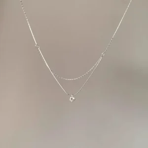 Podwójny naszyjnik choker ze srebra próby 925 dla kobiet Platinum