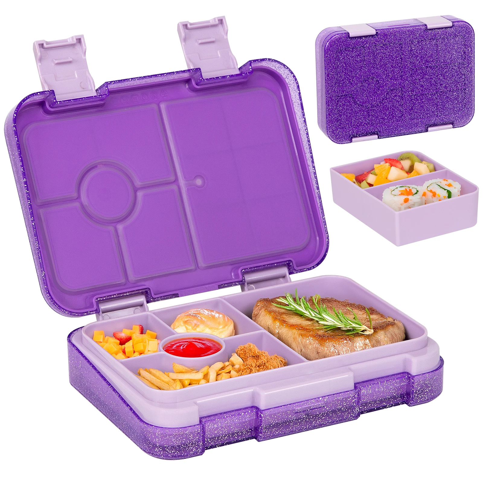 Pojemnik bento z przegródkami dla dzieci, 1000 ml Różowy