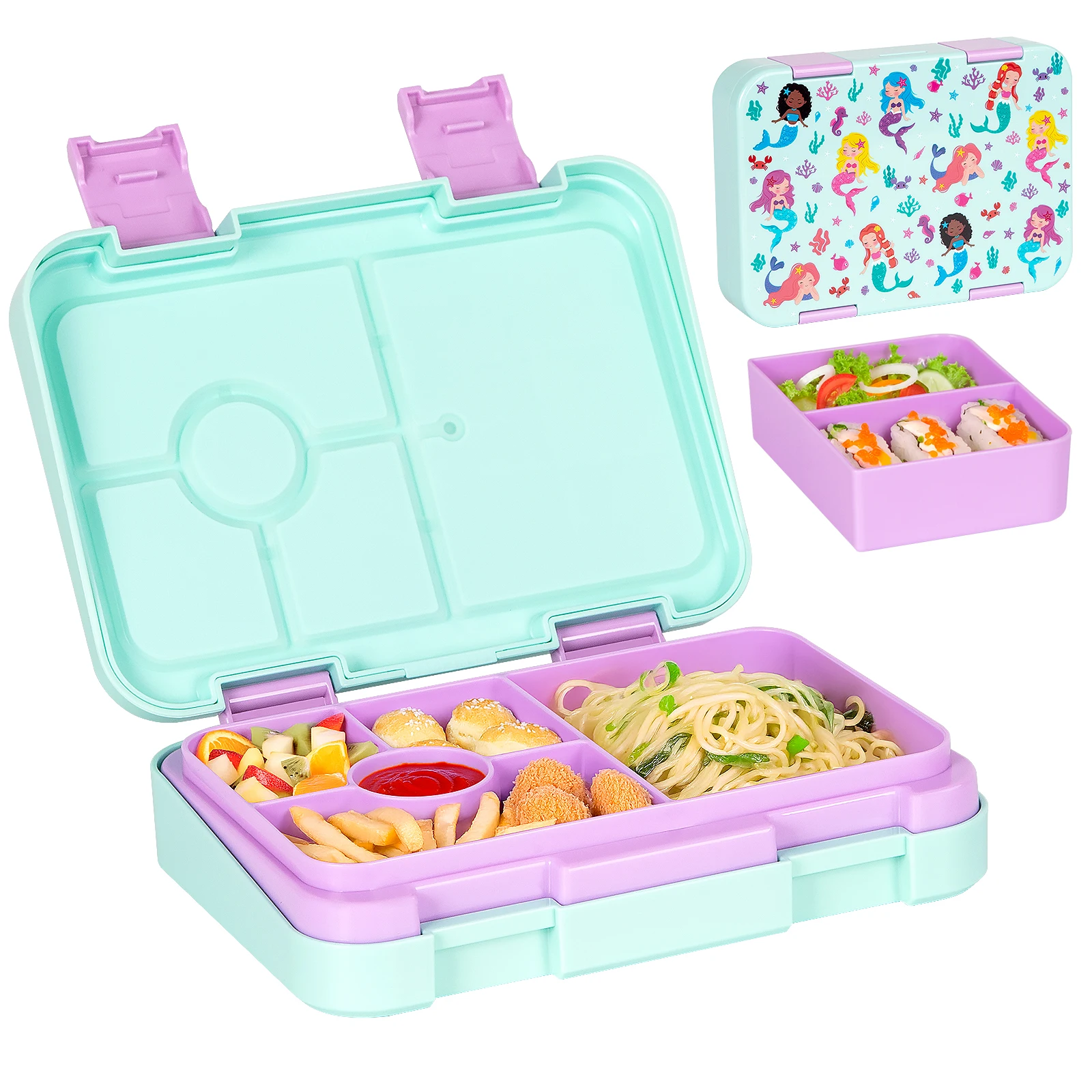 Pojemnik na lunch bento dla dzieci, szczelny, do mikrofalówki Srebrny
