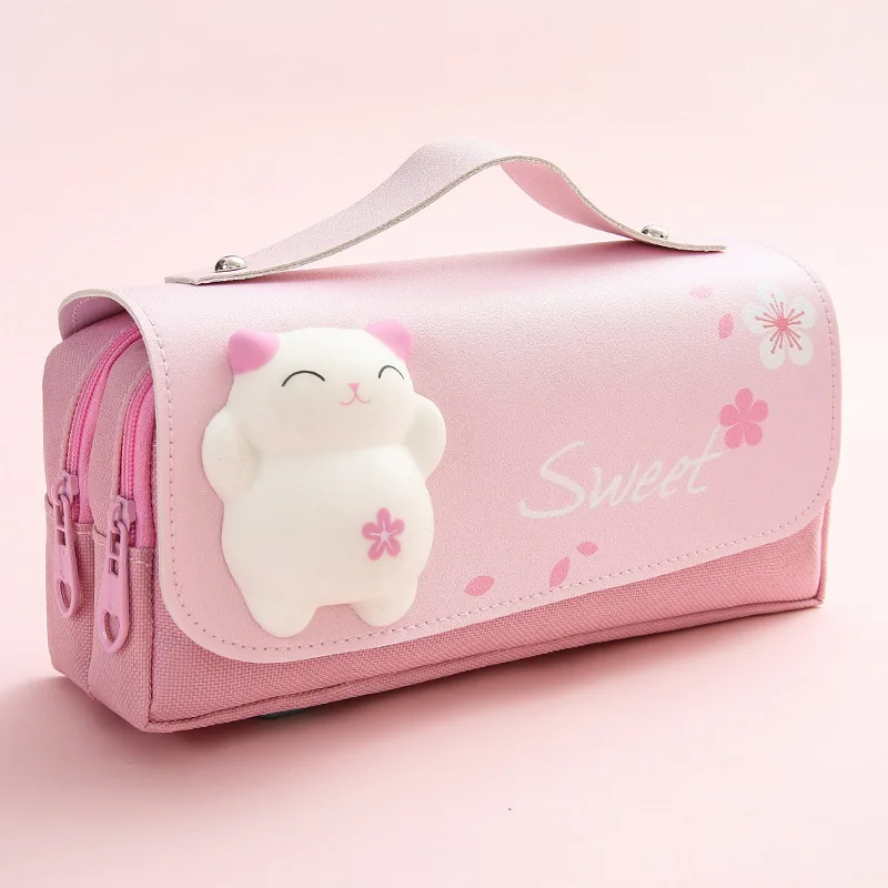 Pojemny piórnik antystresowy Kawaii do szkoły Biały