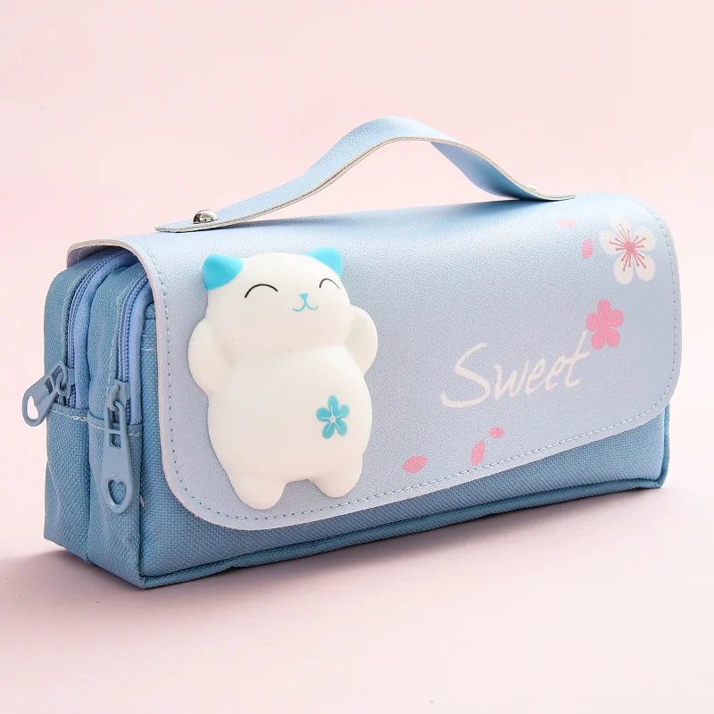Pojemny piórnik antystresowy Kawaii do szkoły Czerwony