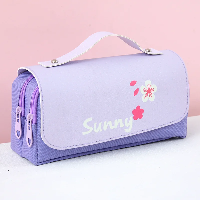 Pojemny piórnik antystresowy Kawaii do szkoły Fioletowy