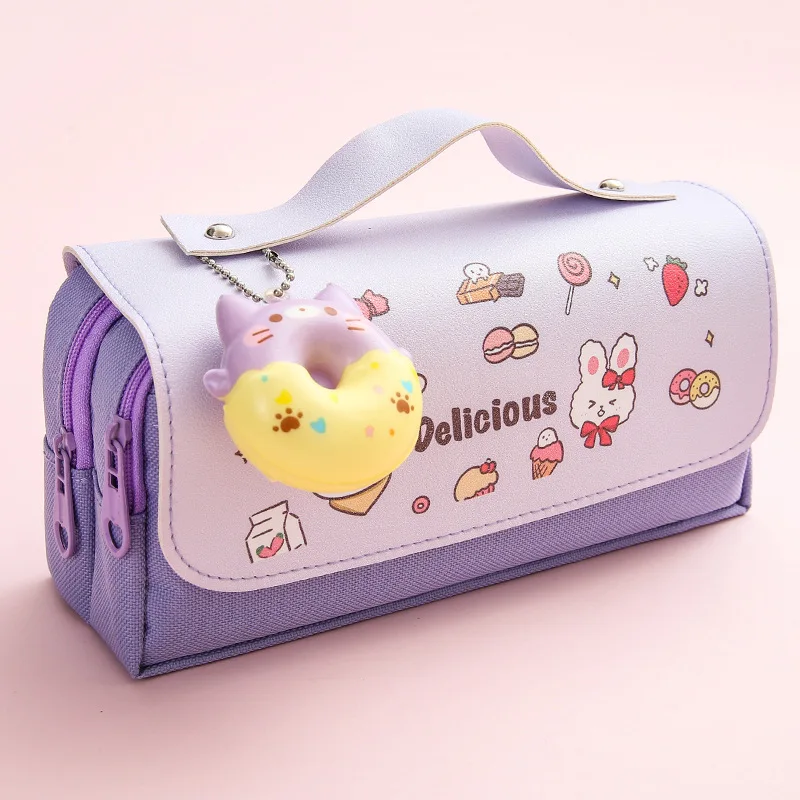 Pojemny piórnik antystresowy Kawaii do szkoły Jasnozielony