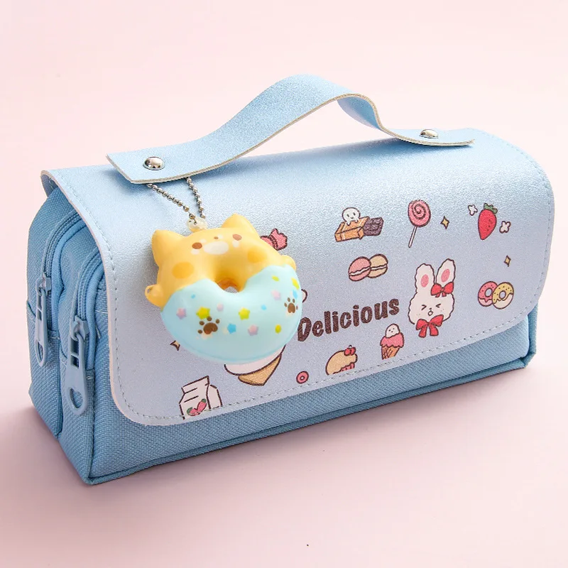 Pojemny piórnik antystresowy Kawaii do szkoły Jasnożółty