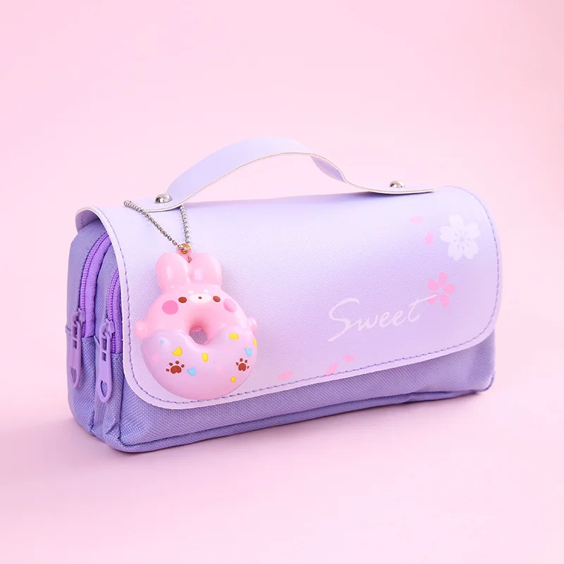 Pojemny piórnik antystresowy Kawaii do szkoły Niebieski