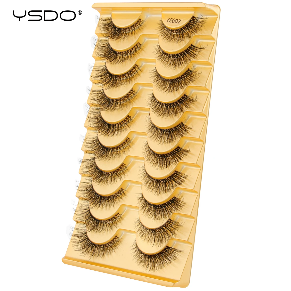 Pół rzęsy 3D kocie oko na pasku – 3 i 10 par do makijażu Khaki