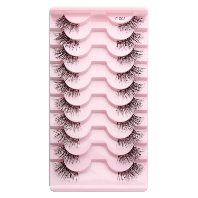 Pół rzęsy 3D Mink kocie oko naturalne przedłużanie, 5 lub 10 par Jasnoszary