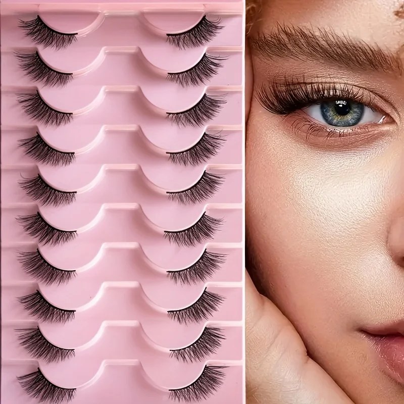 Półsztuczne rzęsy wispy kocie oko — 10 par gęstych rzęs 10 mm