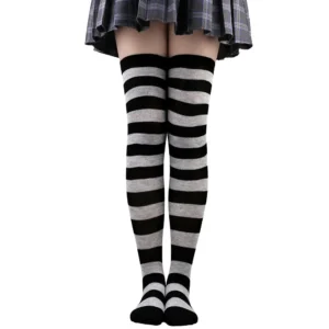 Pończochy w paski nad kolano w stylu Y2K Harajuku Lolita Czerwony