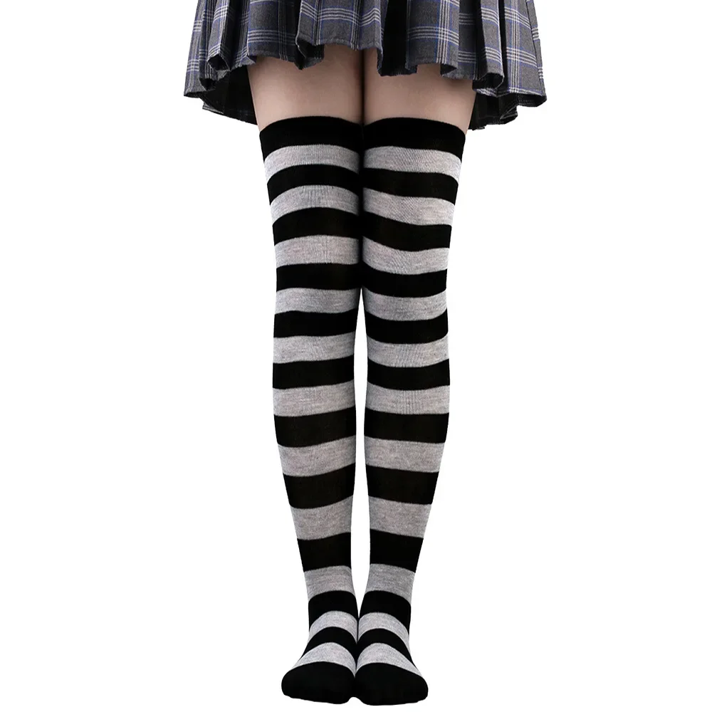 Pończochy w paski nad kolano w stylu Y2K Harajuku Lolita Czerwony