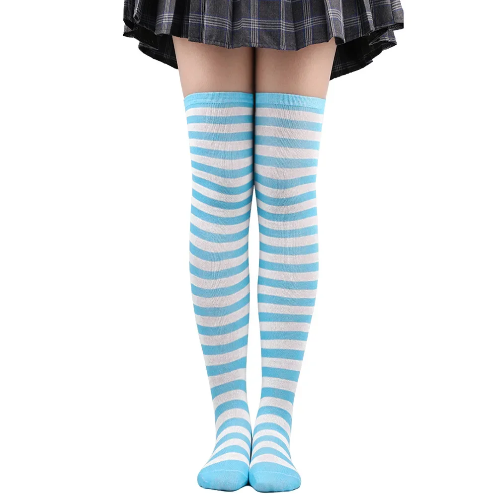 Pończochy w paski nad kolano w stylu Y2K Harajuku Lolita Lawenda
