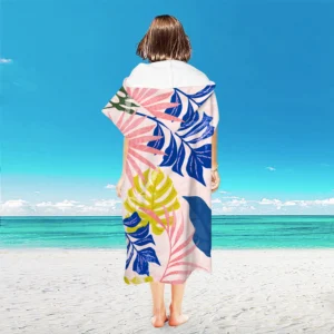 Ponczo ręcznik plażowy z kapturem dla dorosłych chłonny basen Jasnożółty