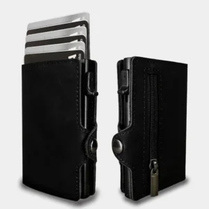 Portfel męski CASEKEY z wysuwanymi kartami i blokadą RFID Czarny