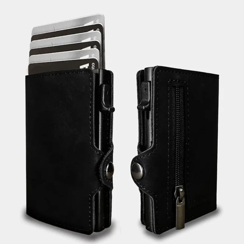 Portfel męski CASEKEY z wysuwanymi kartami i blokadą RFID Czarny