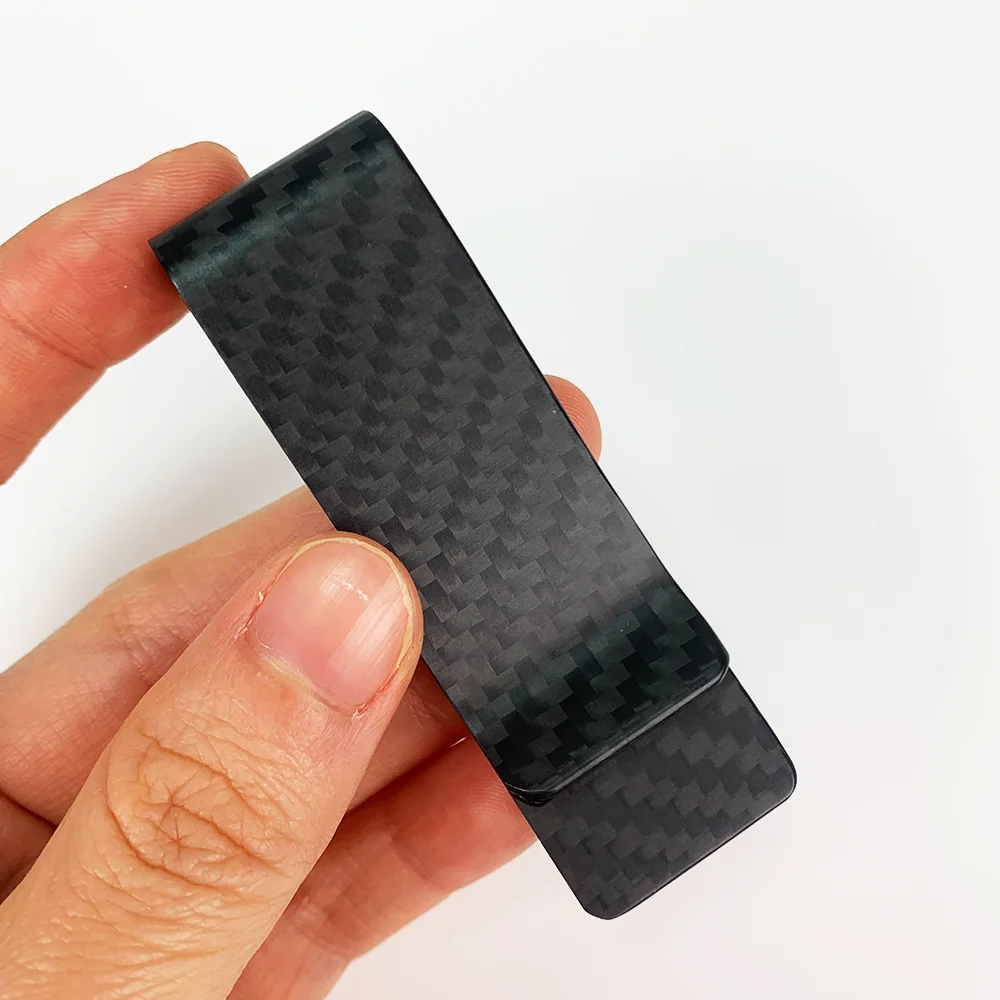 Portfel z włókna węglowego z klipsem na banknoty i ochroną RFID Mm matte twill