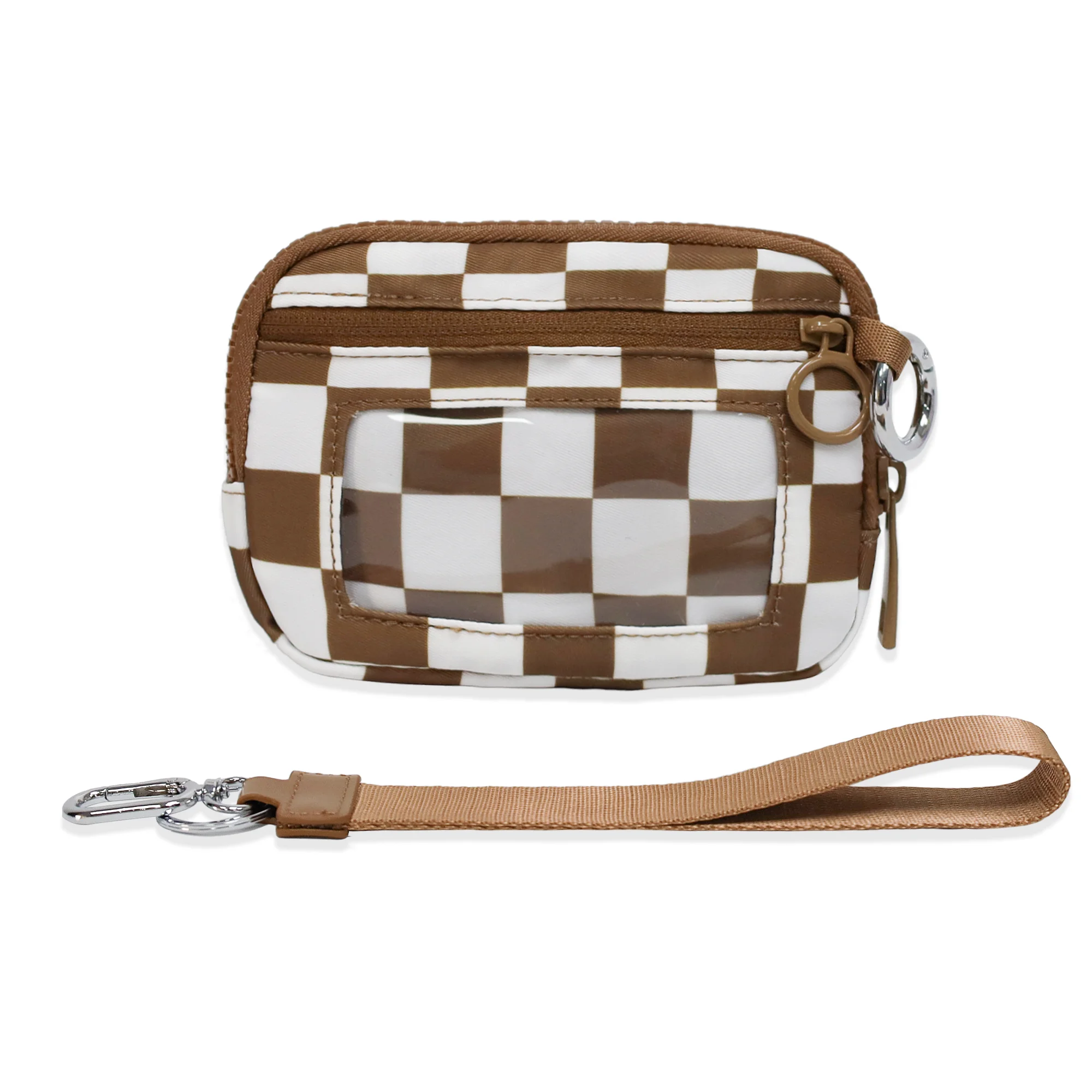 Portmonetka damska Iris z etui na karty i dowód Caramel grid