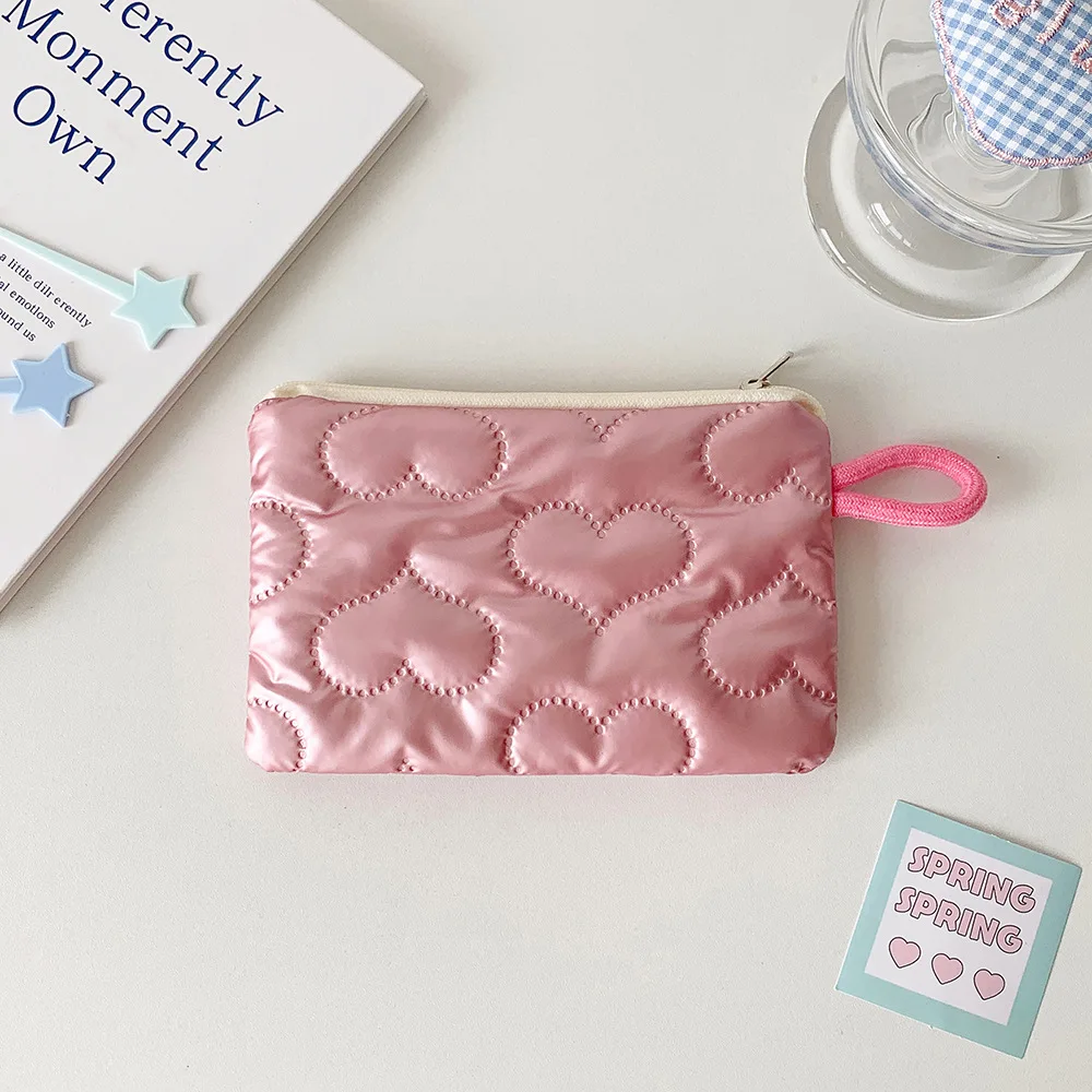 Portmonetka płócienna z kokardką z wzorem pikowania — na monety i słuchawki Złoto