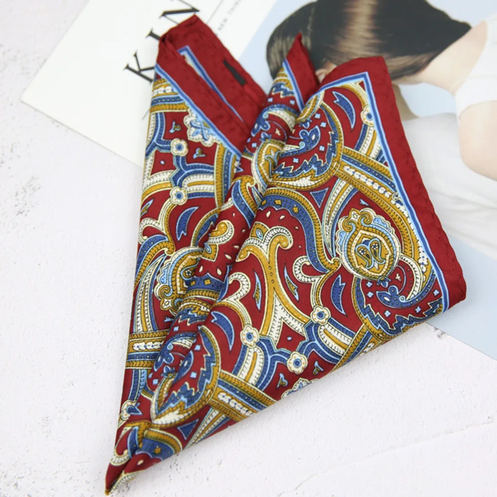 Poszetka do garnituru paisley w kropki – męska chusteczka kieszonkowa 33 cm Granatowy