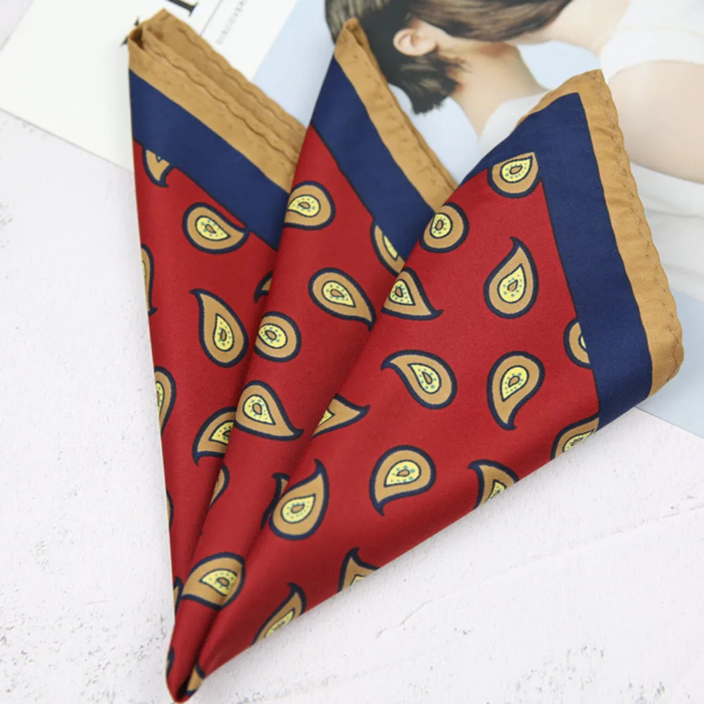 Poszetka do garnituru paisley w kropki – męska chusteczka kieszonkowa 33 cm Szary