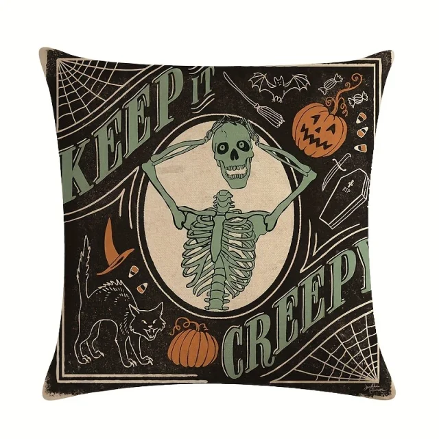 Poszewki na poduszki Halloween dynia i kot, 4 szt. Pomarańczowy
