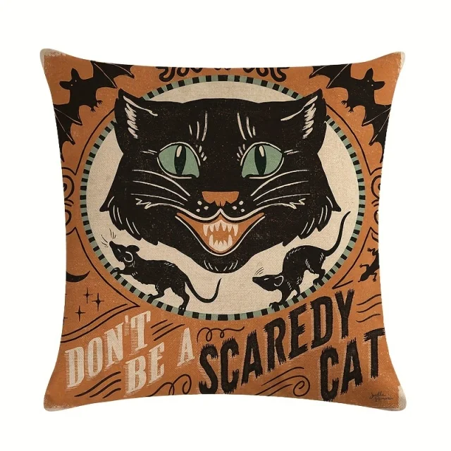 Poszewki na poduszki Halloween dynia i kot, 4 szt. Srebrny