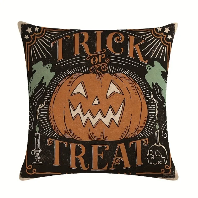 Poszewki na poduszki Halloween dynia i kot, 4 szt. żółty
