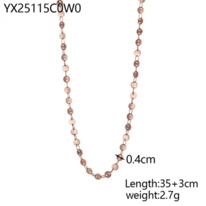 Pozłacany naszyjnik choker z okrągłą zawieszką ze stali Różowy