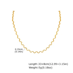 Pozłacany naszyjnik choker ze stali nierdzewnej z falą Pj nc 2269g