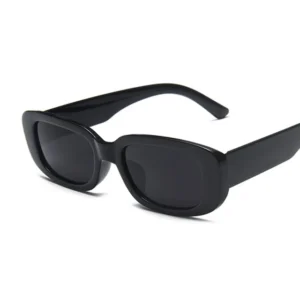Prostokątne okulary przeciwsłoneczne damskie w stylu vintage Czarny
