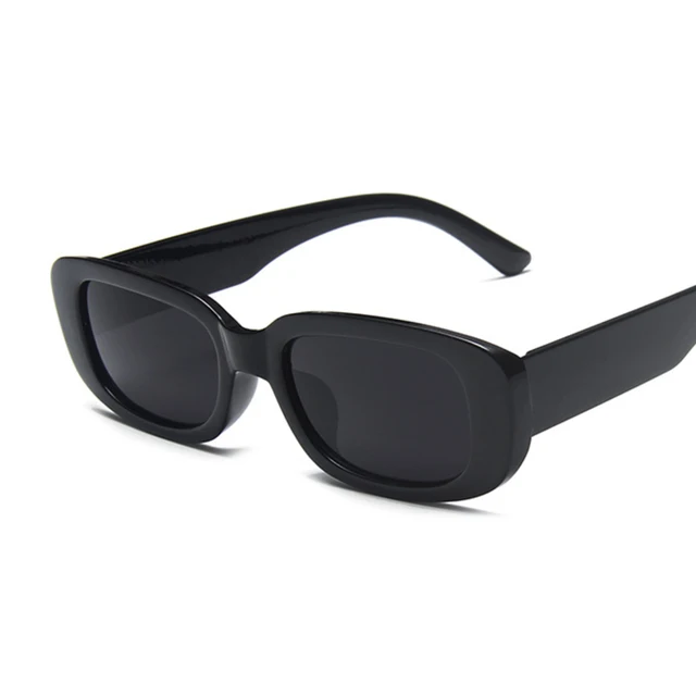 Prostokątne okulary przeciwsłoneczne damskie w stylu vintage Czarny