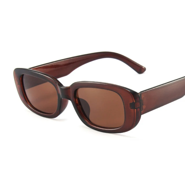 Prostokątne okulary przeciwsłoneczne damskie w stylu vintage Borwn
