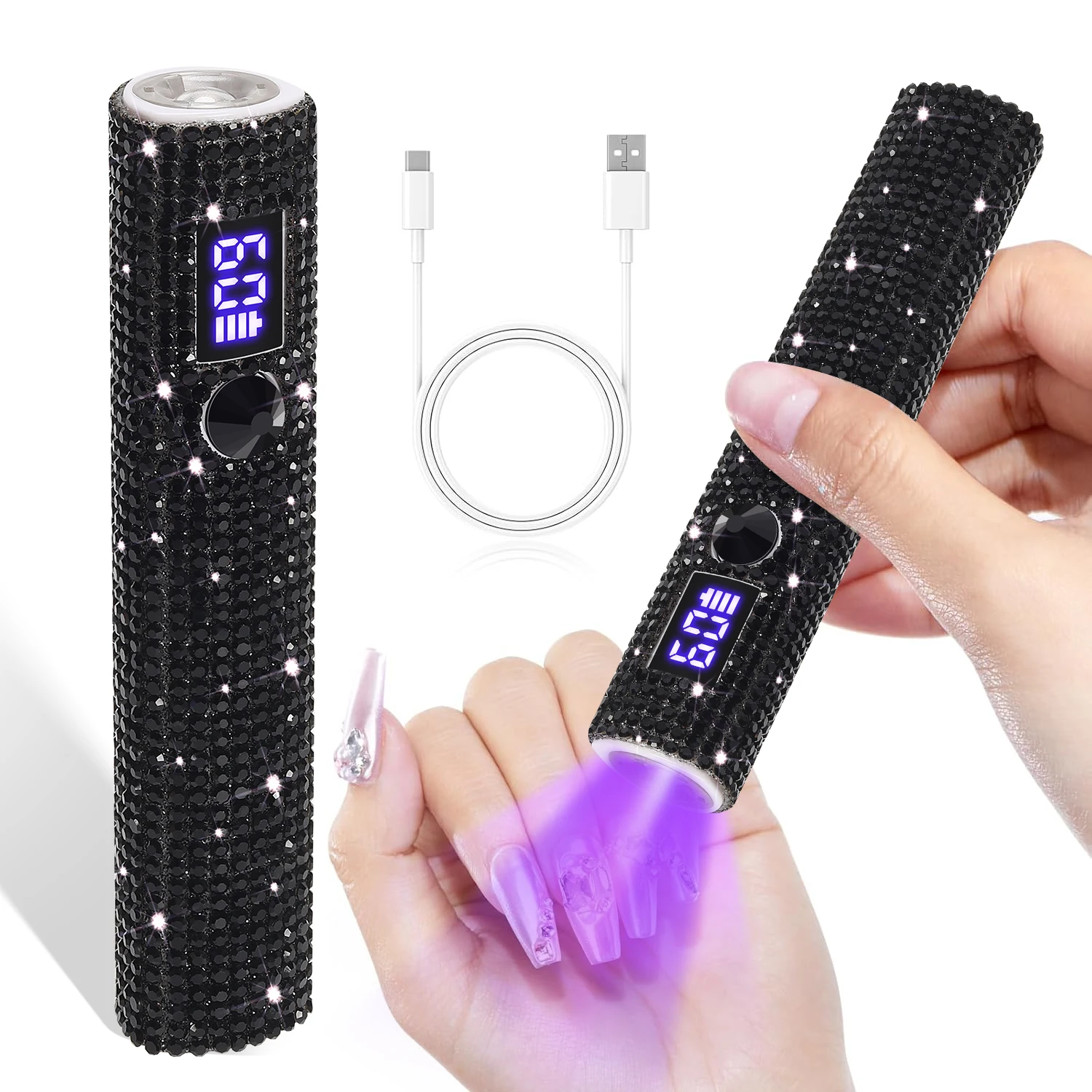 Przenośna mini lampa UV LED do paznokci USB Czarny