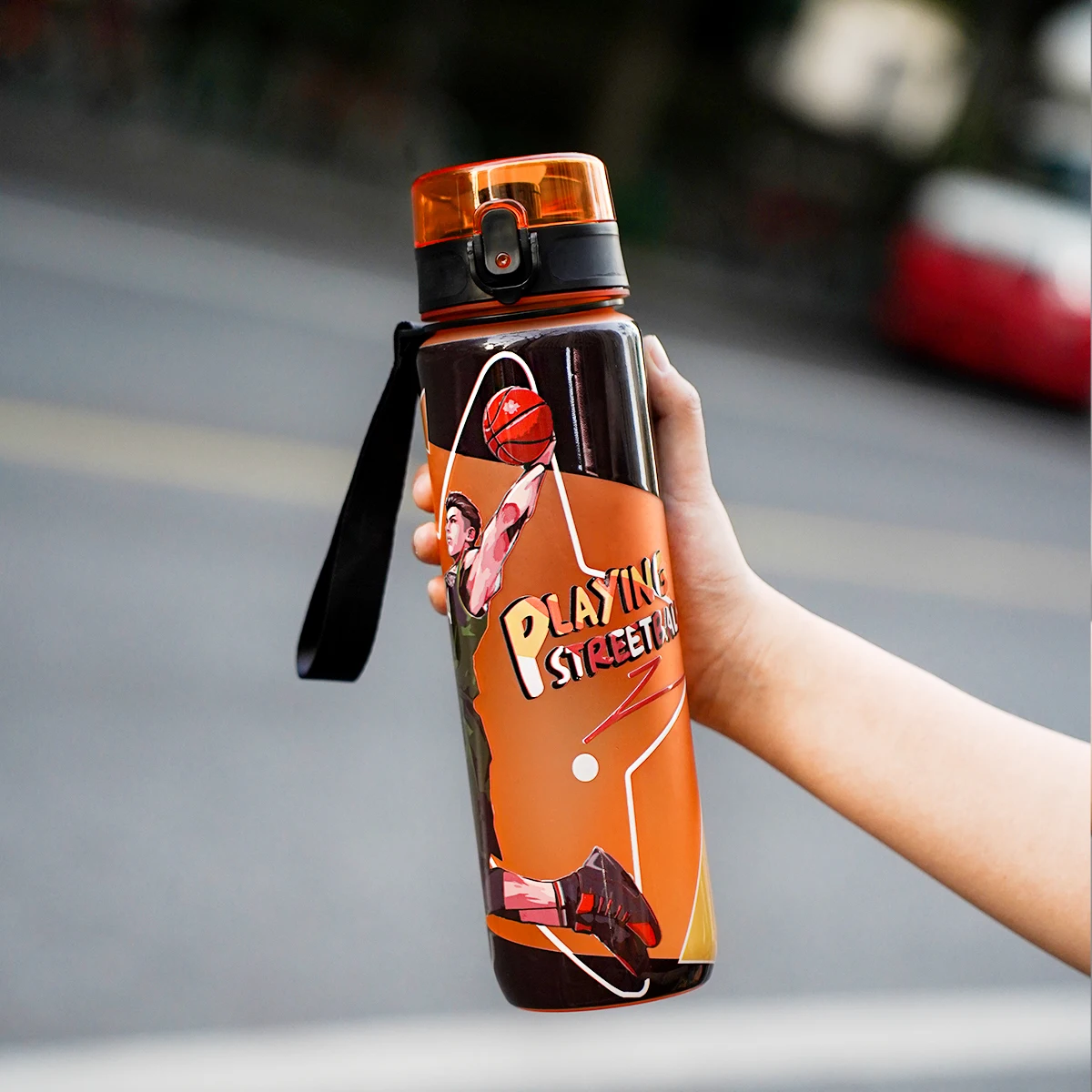Przezroczysta butelka na wodę 750–1000 ml z korkiem Niebieski
