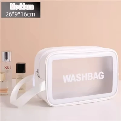 Przezroczysta kosmetyczka podróżna wodoodporna Medium white1