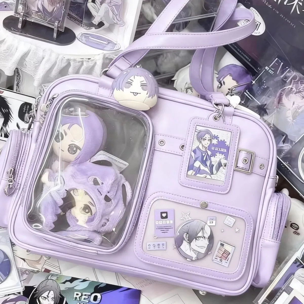 Przezroczysta torba Ita Bag Y2K na odznaki Fioletowy