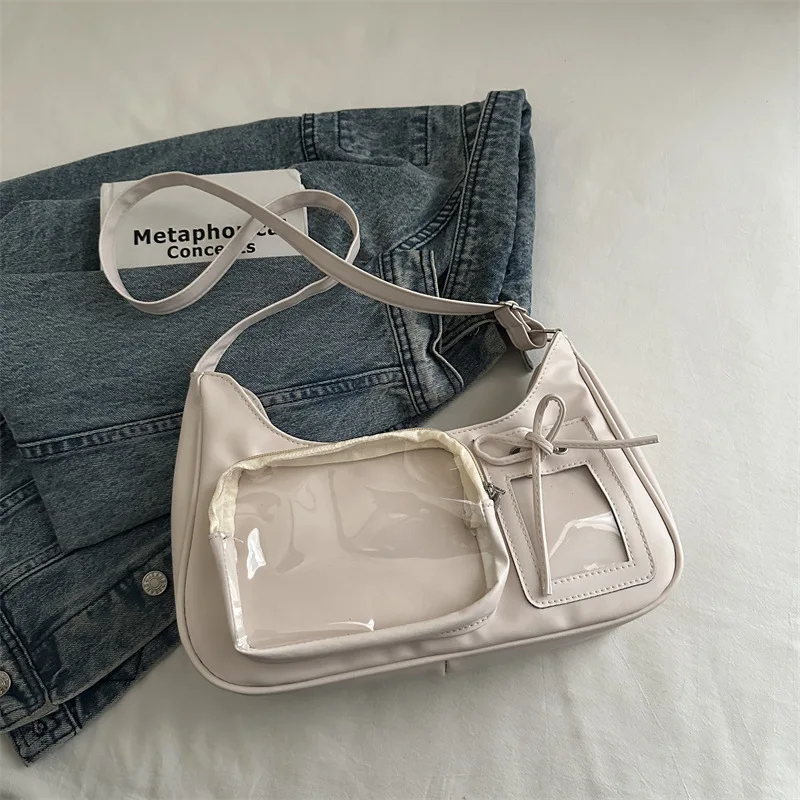 Przezroczysta torebka crossbody w stylu Y2K Beżowy
