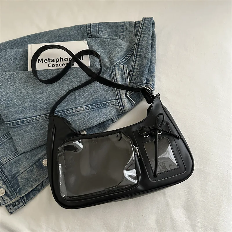 Przezroczysta torebka crossbody w stylu Y2K Czarny