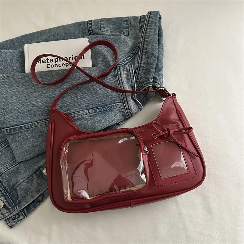 Przezroczysta torebka crossbody w stylu Y2K Czerwony